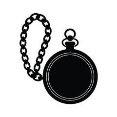 Black Silhouette of a Vintage Pocket Watch with Chain