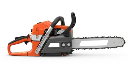 Chainsaw Isolated on White Background: Forestry Tool