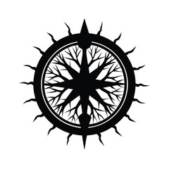 Black Silhouette of an Antique Compass Design