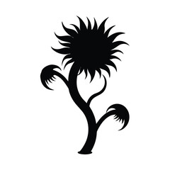 Black Silhouette of a Twisting Carnivorous Plant
