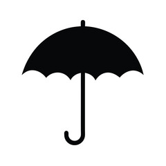 Black Silhouette of an Open Umbrella with Curved Handle