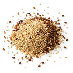 Dried sesame seeds are tiny, oil-rich seeds with a nutty flavor, widely used in cooking, baking