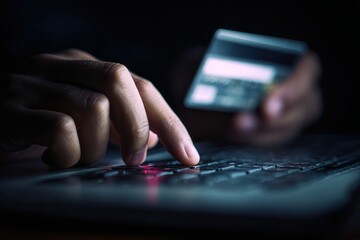 a hand entering credit card data on a suspicious-looking website
