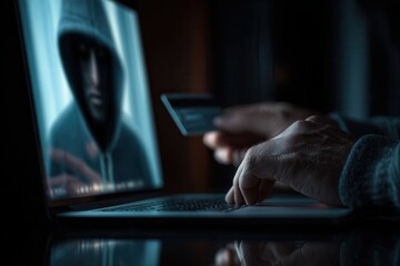 a hand entering credit card data on a suspicious-looking website