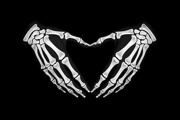 Skeleton Hands Forming A Heart Shape On A Black Background love