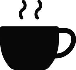 Silhouette Icon of Coffee Cup with Steam