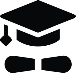 Vector Icon of Graduation Hat with Diploma Scroll
