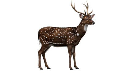 Majestic Chital Deer Standing Tall on a Transparent Background 1.
