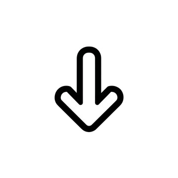 Simple black down arrow icon on white background