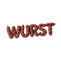 Bratwurst sausage letters create fun decoration at a festive gathering in a backyard setting on a sunny afternoon