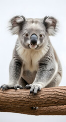 Fototapeta premium Adorable Koala Bear with Fluffy Ears Perched on a Tree Branch.