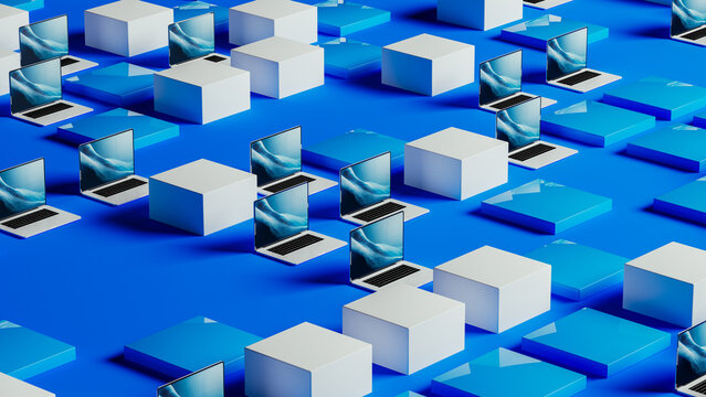 Exploring data technology with laptops and servers in a modern setup