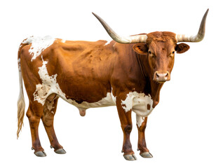 Realistic Texas Longhorn cattle with long horns PNG