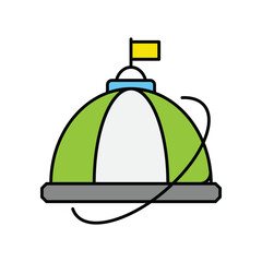 Dome color line icon with white background vector stock illustration