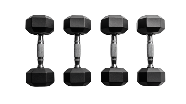 dumbbells on white background
