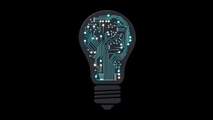 Futuristic Circuit Board Lightbulb:  Innovative Technology Concept, Dark Background