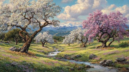 Springtime Blossom Valley Landscape