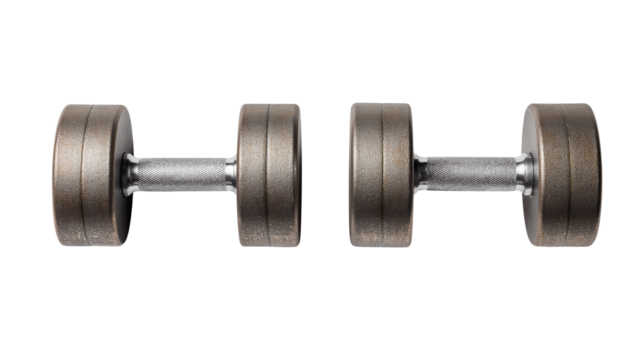 dumbbells on white background