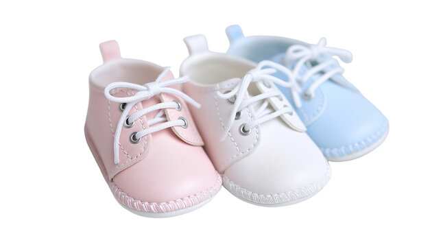 cute baby shoes on white background, soft pastel colors png  - Powered by Adobe