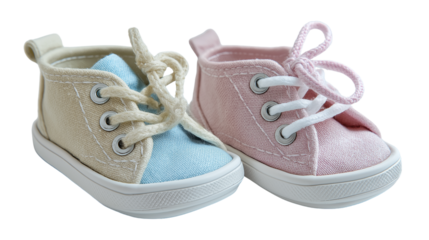 cute baby shoes on white background, soft pastel colors png