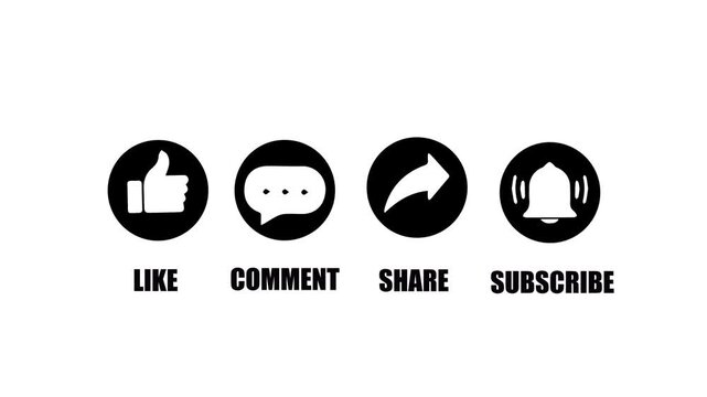 Animation reminder screen YouTube channel for icon like comment share subscribe for video on a white background. Thanks for watching and reminder for likes, comments and share