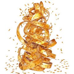 Gold glitter confetti on transparent background