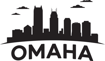 Fototapeta premium Omaha Skyline Silhouette | Black Vector Cityscape on White Background
