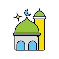 Mosque color line icon with white background vector stock illustration