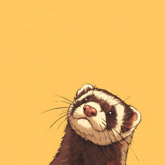 A ferret is looking at the camera