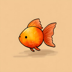 A cartoon fish with a big orange belly