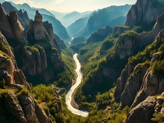 Sparse Stunted Alpine Pine on the Crest of a Rocky Ridge