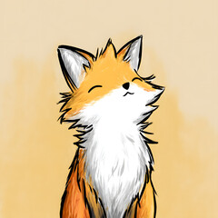 A cartoon fox with a smile on its face