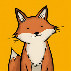 A cartoon fox is smiling and looking at the camera