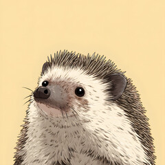 A white and brown animal with a black nose