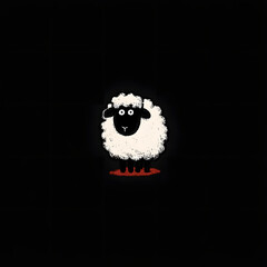 A sheep is standing on a black background