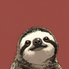 A sloth is looking at the camera
