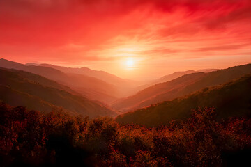 sunset in the mountains