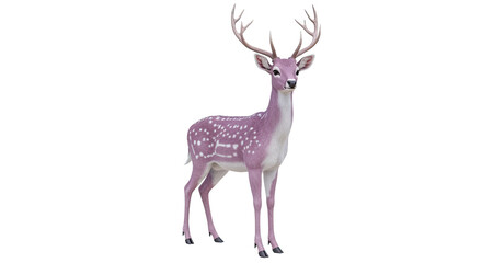 Fototapeta premium Purple Spotted Deer with Antlers 3D Render.