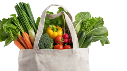 cloth shopping bag filled with fresh vegetables