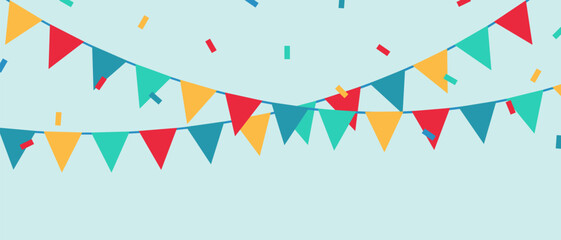 Obraz premium Colorful party flags background vector for party decoration for celebration.
