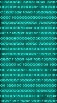 Digital numbers codes moving in cyberspace - Technology background. Binary code matrix array background, empty copy space area for logo or text VFX design. Shiny numbers of 1 and 0 animated.