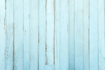 Naklejka premium Vintage beach wood background - Old weathered wooden plank painted in turquoise or blue sea color.