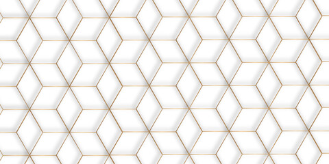 Modern minimal and clean white gold background with realistic line wave geometric circle shape, abstract white and gold colors with lines pattern texture computer geometric digital connection design .