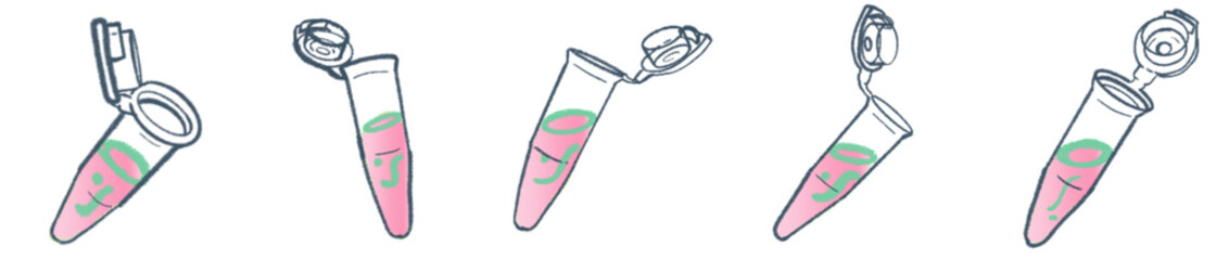 Hand Drawn Eppendorf Tubes for DNA, RNA, and Protein Analysis in Biotech Laboratory Illustration PNG