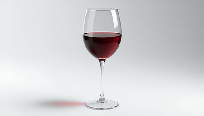 Transparent Wine Glass Filled with Red Wine on White Background for Elegant Beverage and Lifestyle Concepts