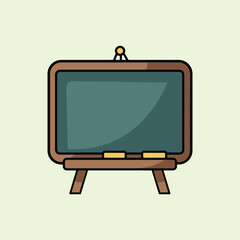 Illustration of a blackboard with chalk on a wooden stand, suitable for school, study, education, classroom and educational decoration themes.