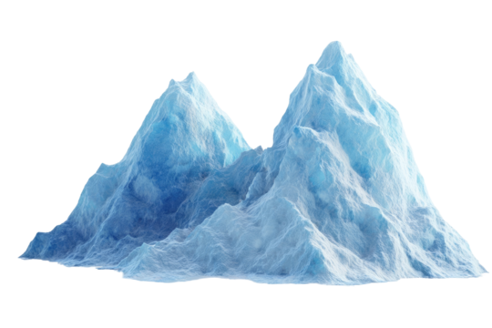 Two icy mountains, detailed texture, light blue