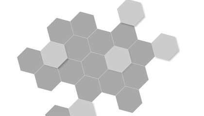 Geometric technology white and grey hexagon background. Abstract vector illustration Science technology and medical concept hexagon on transparent background.