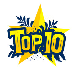 Top 10 - sticker, label, vector illustration