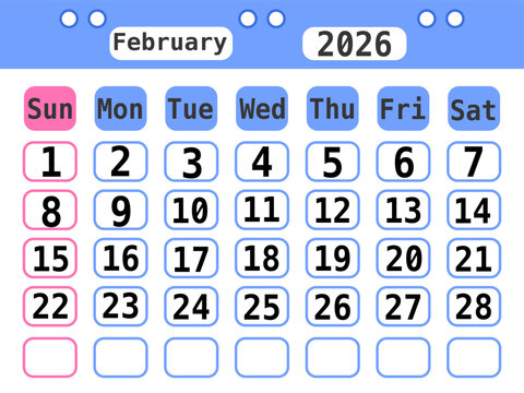 A cute, minimalist 2026 calendar with sweet pastel colors - Powered by Adobe